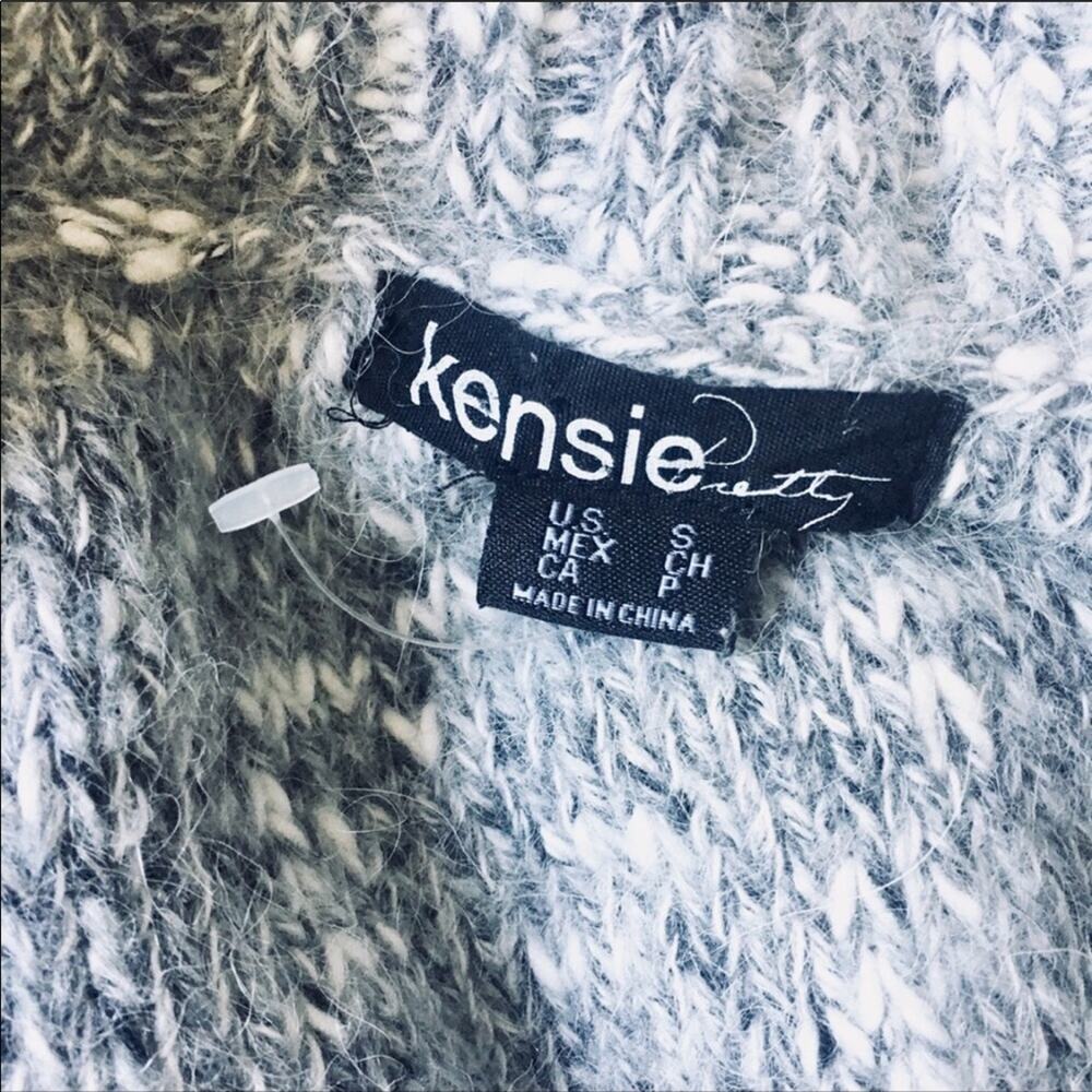 NEW NORDSTROM KENSI $118 Cowl Neck Grey White Chunky Knit Short Sleeve Sweater S - Picture 4 of 15